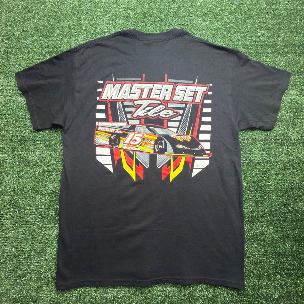 Nascar Style Gildan Master Set Tile Racing Stock Car T-Shirt Men's Large Black